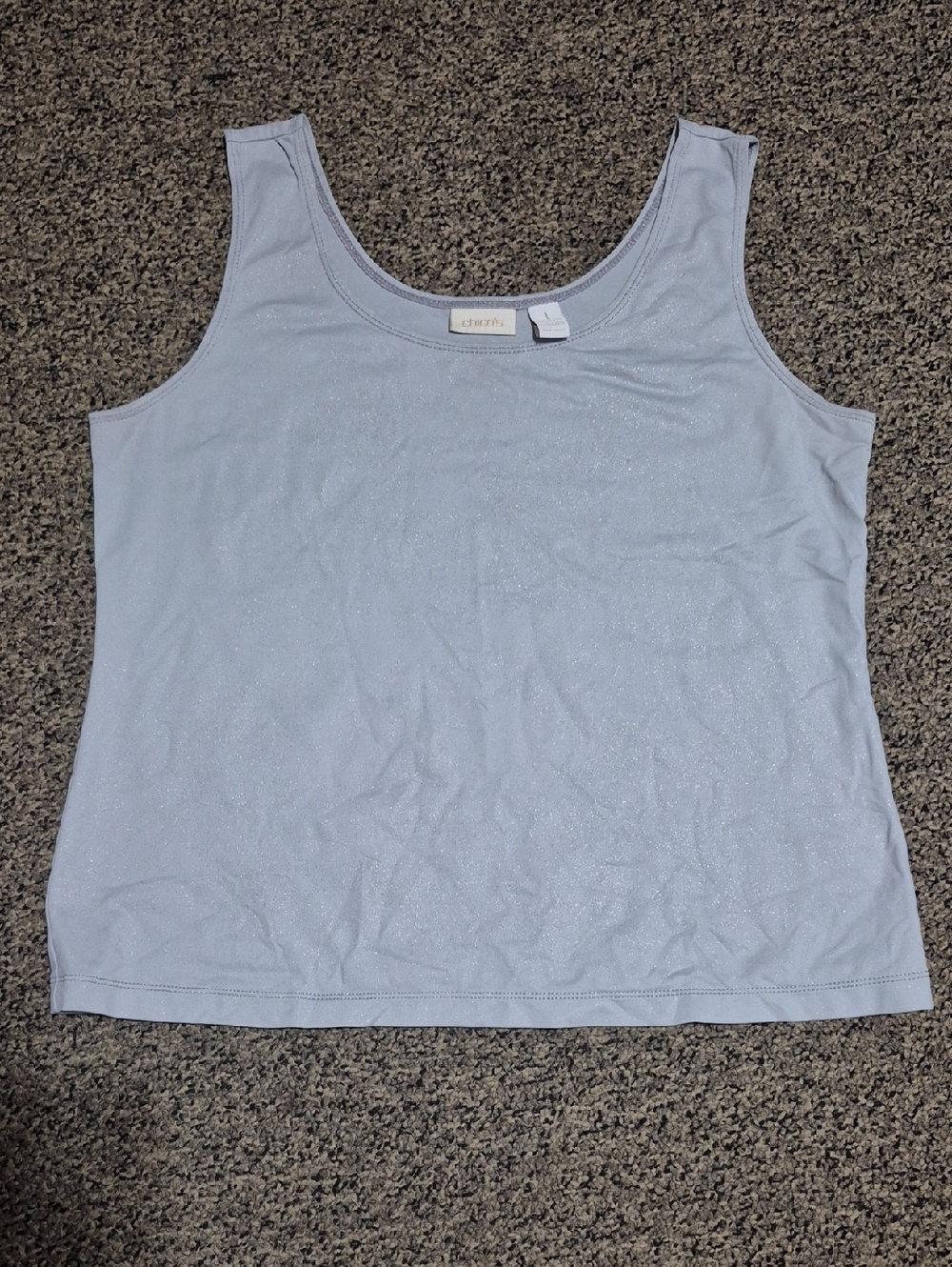 Chico's Light Gray Shimmer Scoop Tank